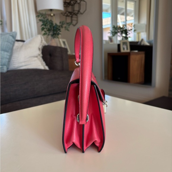 PRADA Saffiano Lux Sound Shoulder Bag Pink Clutch Silver - Picture 3 of 16